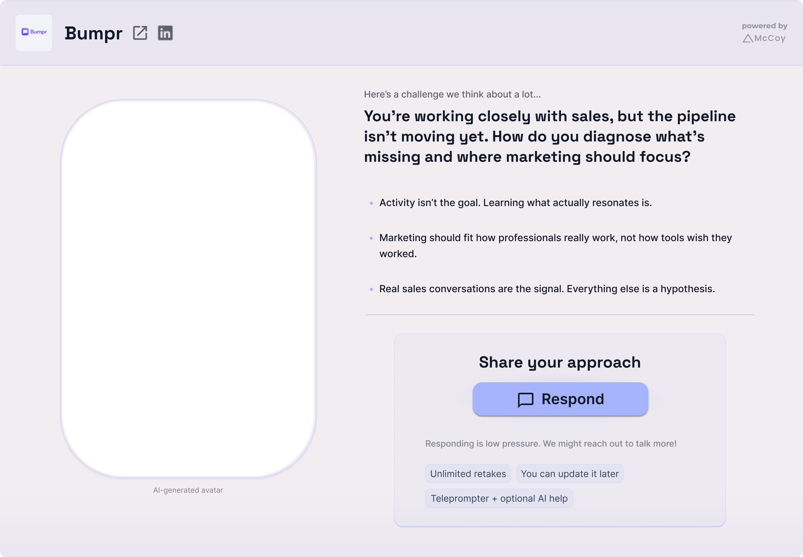 Bumpr challenge page